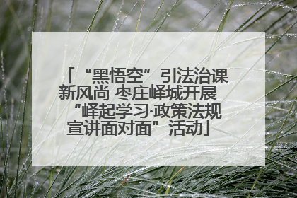 “黑悟空”引法治课新风尚 枣庄峄城开展“峄起学习·政策法规宣讲面对面”活动