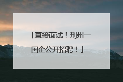 直接面试！荆州一国企公开招聘！