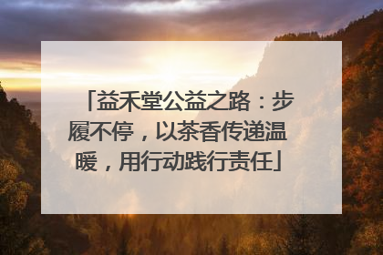 益禾堂公益之路：步履不停，以茶香传递温暖，用行动践行责任