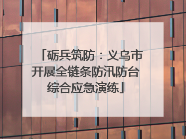 砺兵筑防：义乌市开展全链条防汛防台综合应急演练