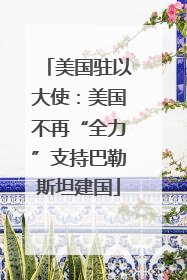 美国驻以大使：美国不再“全力”支持巴勒斯坦建国