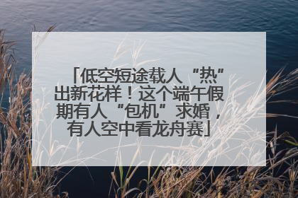 低空短途载人“热”出新花样！这个端午假期有人“包机”求婚，有人空中看龙舟赛