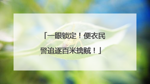 一眼锁定！便衣民警追逐百米擒贼！