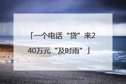 一个电话“贷”来240万元“及时雨”