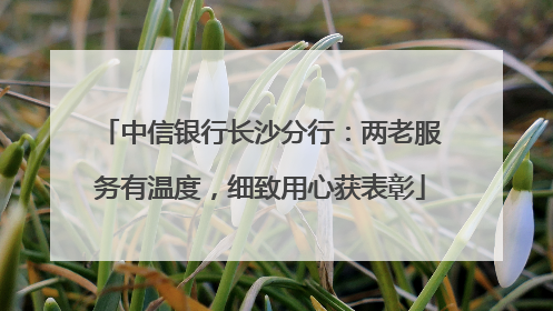 中信银行长沙分行：两老服务有温度，细致用心获表彰
