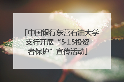 中国银行东营石油大学支行开展“5·15投资者保护”宣传活动