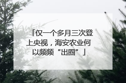 仅一个多月三次登上央视，海安农业何以频频“出圈”
