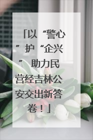 以“警心”护“企兴” 助力民营经吉林公安交出新答卷！