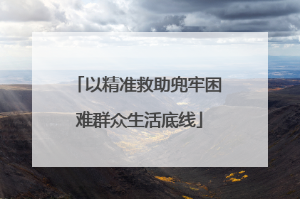 以精准救助兜牢困难群众生活底线