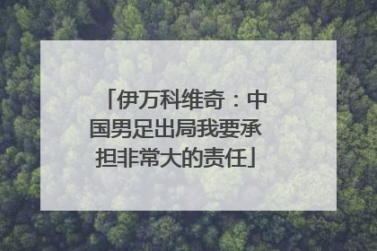 伊万科维奇：中国男足出局我要承担非常大的责任