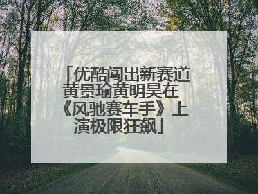 优酷闯出新赛道 黄景瑜黄明昊在《风驰赛车手》上演极限狂飙