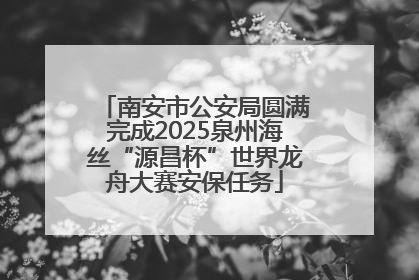南安市公安局圆满完成2025泉州海丝“源昌杯”世界龙舟大赛安保任务