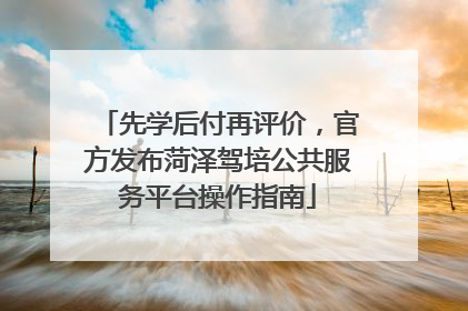 先学后付再评价，官方发布菏泽驾培公共服务平台操作指南