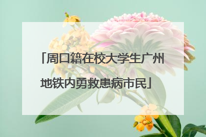 周口籍在校大学生广州地铁内勇救患病市民