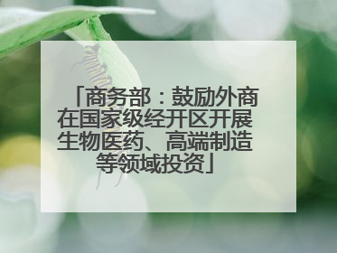 商务部：鼓励外商在国家级经开区开展生物医药、高端制造等领域投资
