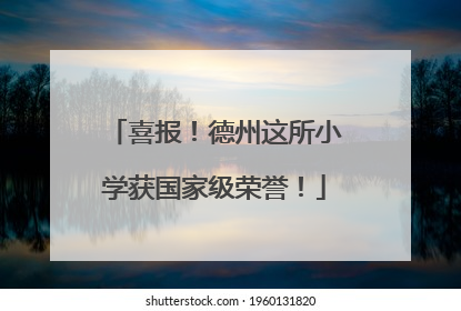喜报！德州这所小学获国家级荣誉！
