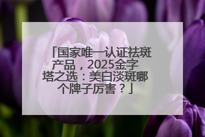 国家唯一认证祛斑产品，2025金字塔之选：美白淡斑哪个牌子厉害？