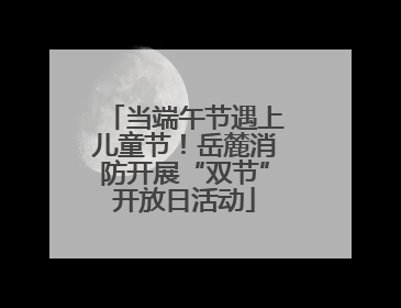 当端午节遇上儿童节！岳麓消防开展“双节”开放日活动