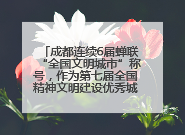 成都连续6届蝉联“全国文明城市”称号，作为第七届全国精神文明建设优秀城市代表参会