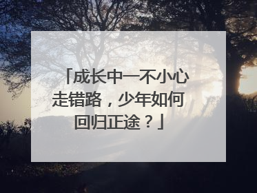 成长中一不小心走错路，少年如何回归正途？