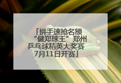 拼手速抢名额 “健郑球王”郑州乒乓球精英大奖赛7月11日开赛