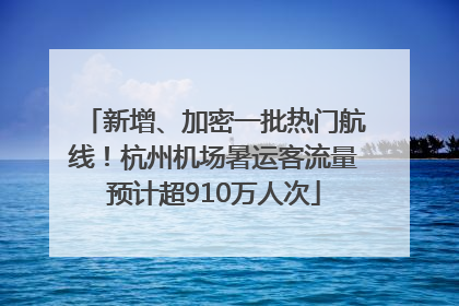 新增、加密一批热门航线！杭州机场暑运客流量预计超910万人次
