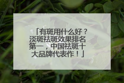 有斑用什么好？淡斑祛斑效果排名第一，中国祛斑十大品牌代表作！