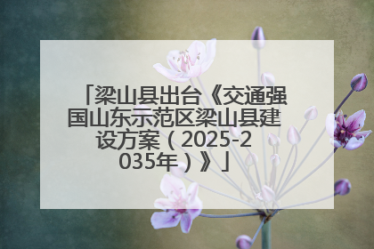 梁山县出台《交通强国山东示范区梁山县建设方案（2025-2035年）》