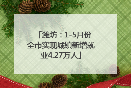 潍坊：1-5月份全市实现城镇新增就业4.27万人