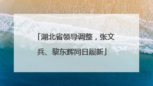 湖北省领导调整，张文兵、黎东辉同日履新