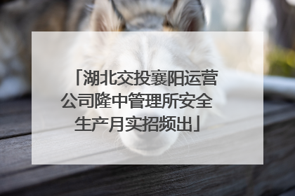 湖北交投襄阳运营公司隆中管理所安全生产月实招频出