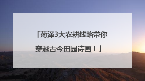 菏泽3大农耕线路带你穿越古今田园诗画！
