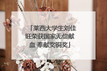 莱西大学生刘佳旺荣获国家无偿献血 奉献奖铜奖