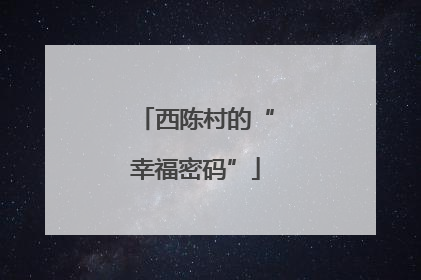 西陈村的“幸福密码”