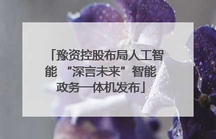 豫资控股布局人工智能 “深言未来”智能政务一体机发布