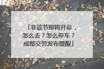 非遗节即将开幕，怎么去？怎么停车？成都交警发布提醒