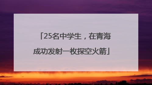 25名中学生，在青海成功发射一枚探空火箭