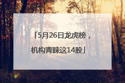 5月26日龙虎榜，机构青睐这14股